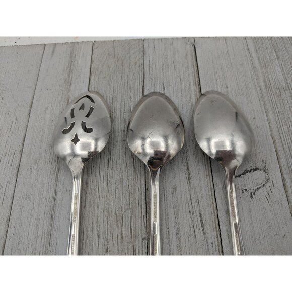 Vintage 1881 Rogers Proposal Silverplate Flatware Set of 3 Serving Spoons Pierce - Picture 8 of 8